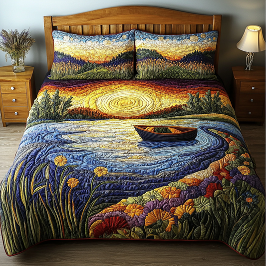 Meadow Pathway 3-Piece Quilted Bedding Set NCU0DK6179