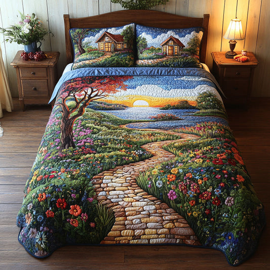 Meadow Pathway 3-Piece Quilted Bedding Set NCU0PT4289