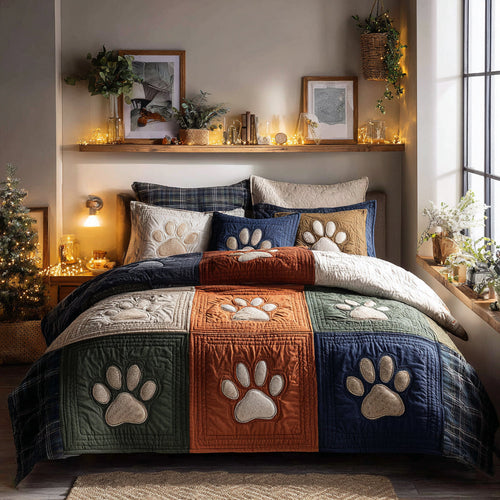 Meadow Pawwalk 3-Piece Quilted Bedding Set NCU0DV8936