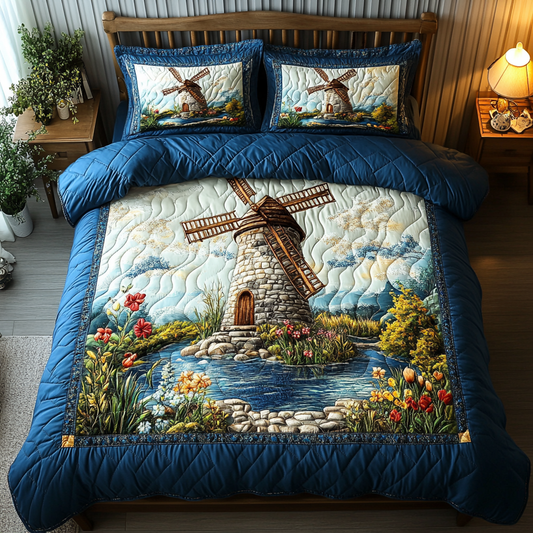 Meadow Spin 3-Piece Quilted Bedding Set NCU0DK4749