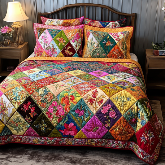 Meadow Stitch 3-Piece Quilted Bedding Set NCU0VL2497