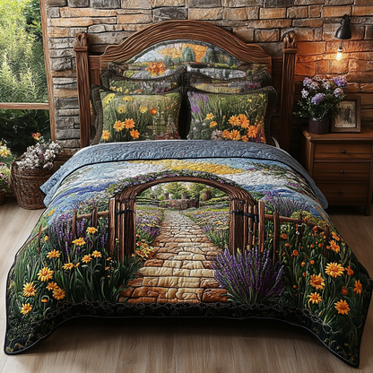Meadow Stone Arch 3-Piece Quilted Bedding Set NCU0VL2591