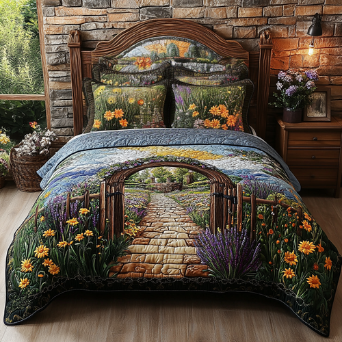 Meadow Stone Arch 3-Piece Quilted Bedding Set NCU0VL2591