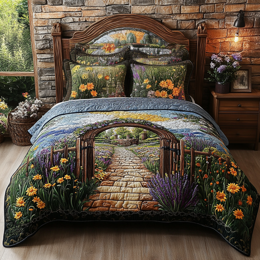 Meadow Stone Arch 3-Piece Quilted Bedding Set NCU0VL2591