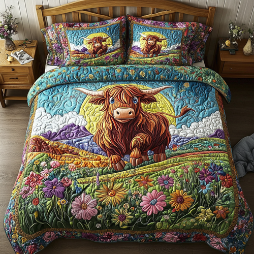 Meadow Sunrise 3-Piece Quilted Bedding Set NCU0VH2179