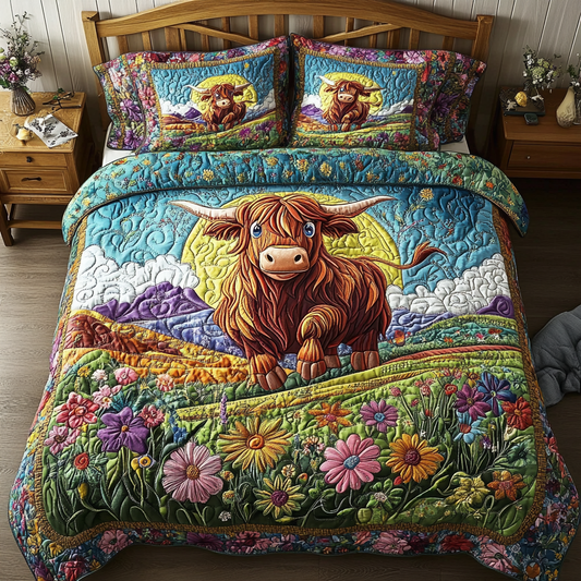 Meadow Sunrise 3-Piece Quilted Bedding Set NCU0VH2179