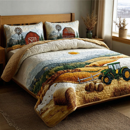 Meadow Tractor 3-Piece Quilted Bedding Set NCU0PT10868