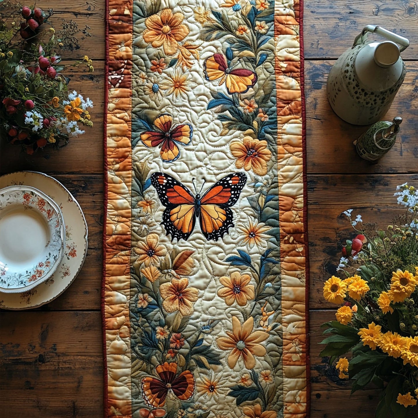 Meadow Wings Quilted Table Runner NCU0PT4104