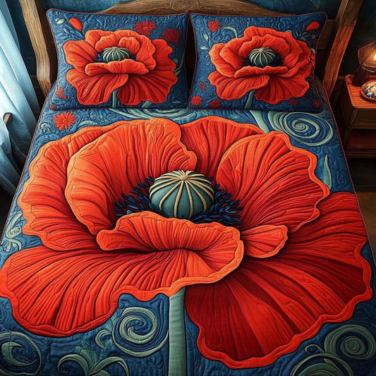 Meadow of Fire 3-Piece Quilted Bedding Set NCU0XD572