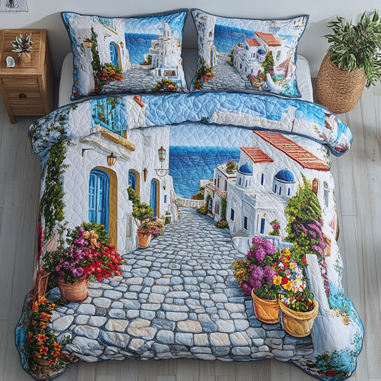 Mediterranean Escape 3-Piece Quilted Bedding Set NCU0DK8030
