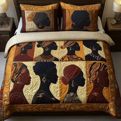 Melanin Majesty 3-Piece Quilted Bedding Set NCU0VH2036