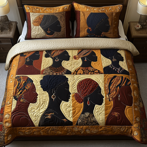 Melanin Majesty 3-Piece Quilted Bedding Set NCU0VH2036