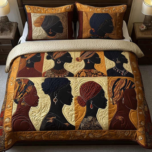 Melanin Majesty 3-Piece Quilted Bedding Set NCU0VH2036