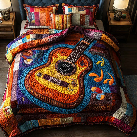Melody Strings 3-Piece Quilted Bedding Set NCU0NT2042