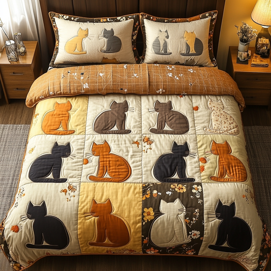 Meow Magic 3-Piece Quilted Bedding Set NCU0VH3646