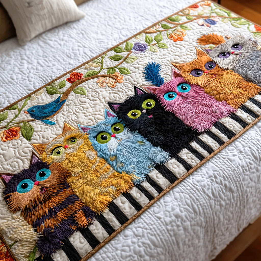 Meow Parade Quilted Bed Runner NCU0TD1152