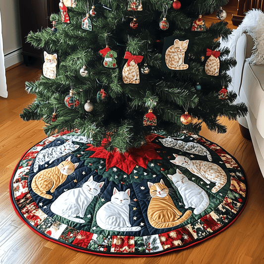 Meowy Christmas Quilted Christmas Tree Skirt NCU0TH1937