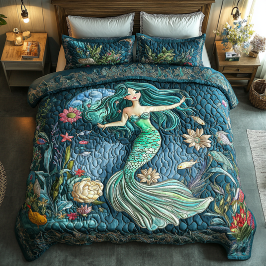 Mermaid Dream 3-Piece Quilted Bedding Set NCU0DK7877