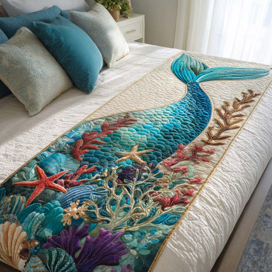 Mermaid Tail Quilted Bed Runner NCU0NT9947