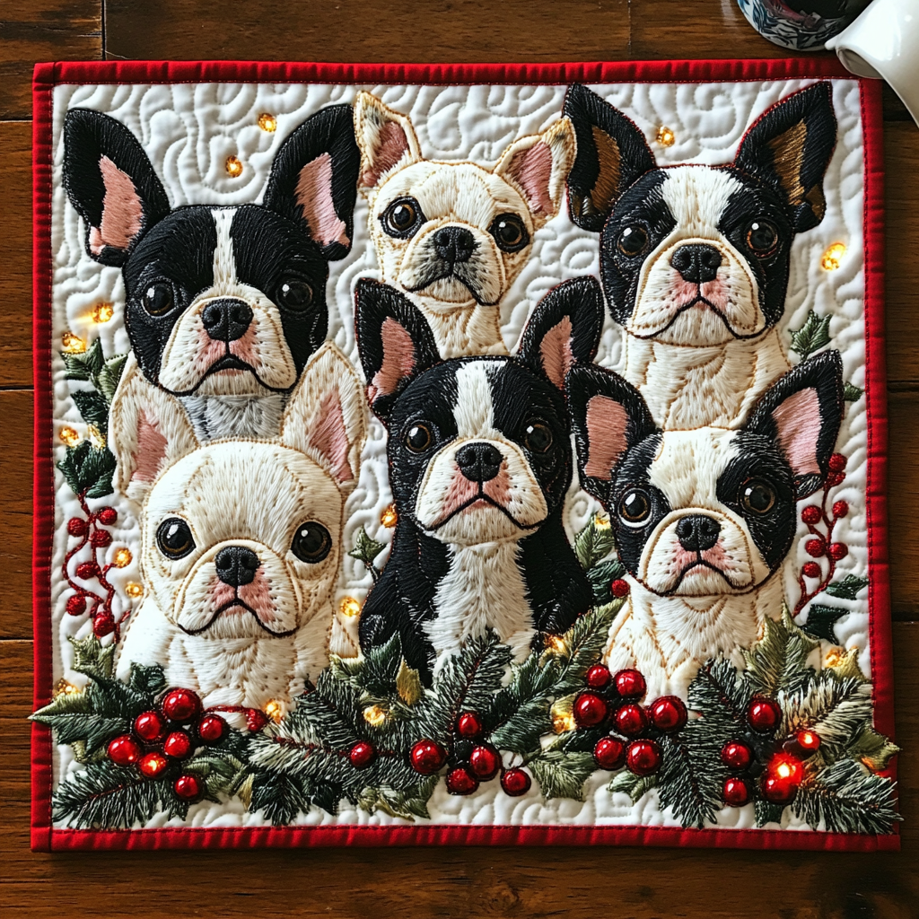 Merry Boston Terrier Magic Quilted Placemat NCU0DV2140