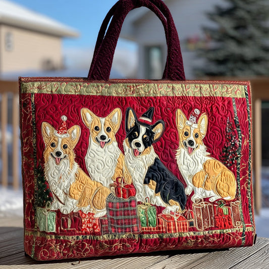Merry Corgmas Quilted Tote Bag NCU0PT9362