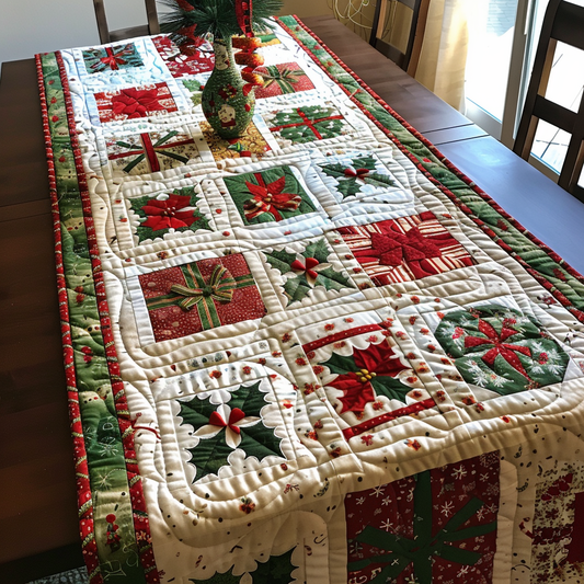 Merry Gift Quilted Table Runner NCU0PT166