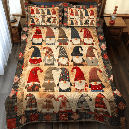 Christmas Gnome Quilted Bedding Set NCU0VT30