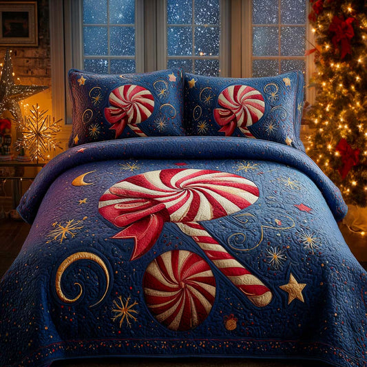 Merry Bright Ribbon 3-Piece Quilted Bedding Set NCU0XD556