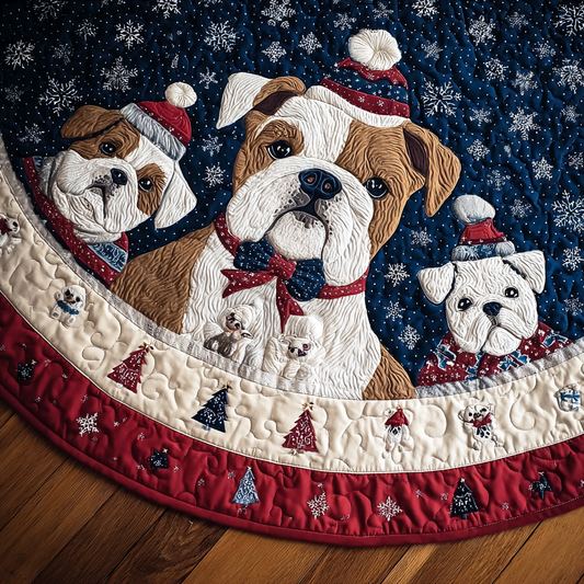 Merry Bulldog Christmas Quilted Tree Skirt NCU0DK10773