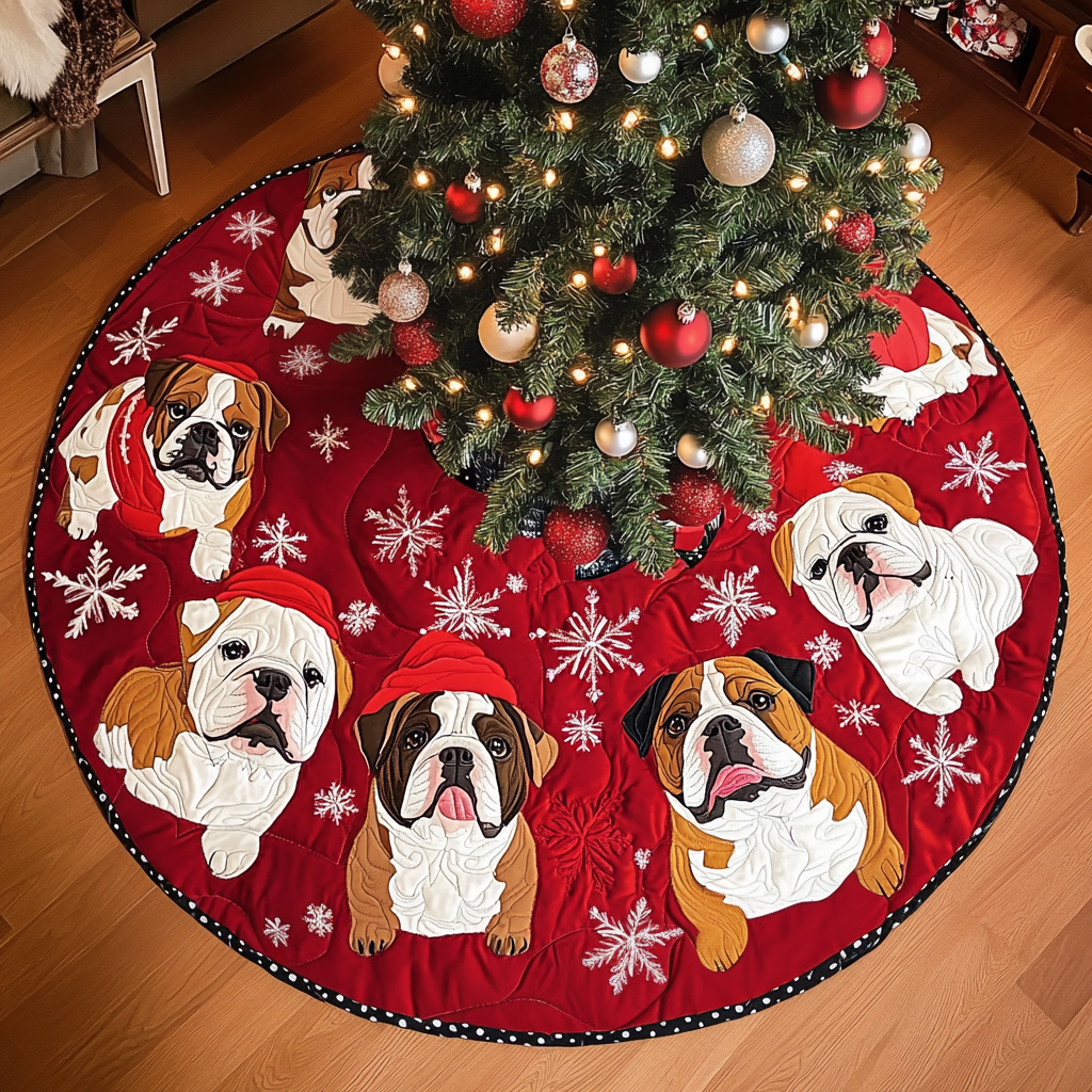 Bulldog Christmas Quilted Tree Skirt NCU0VT57