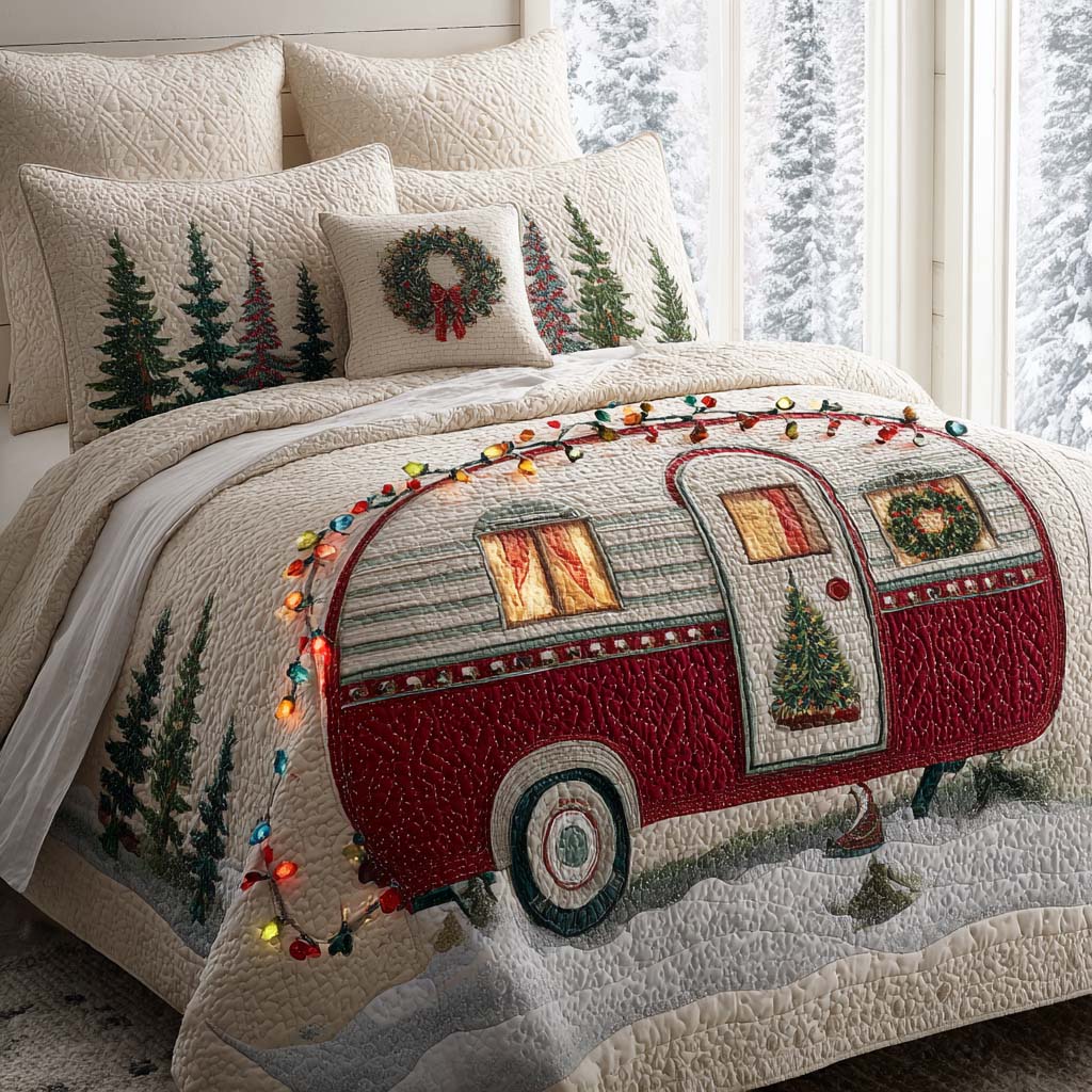 Merry Camp Retreat 3-Piece Quilted Bedding Set NCU0NT11366