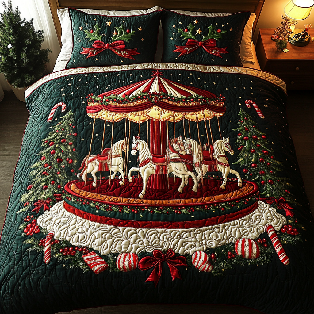 Merry Carousel Nights 3-Piece Quilted Bedding Set NCU0DK2469