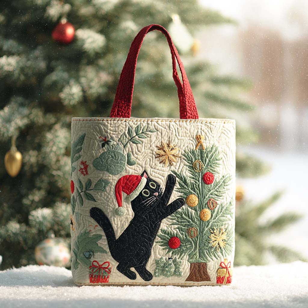 Merry Cat Quilted Tote Bag NCU0TD249