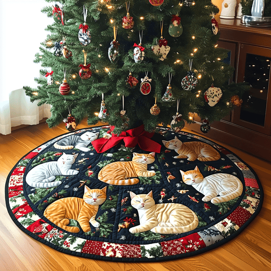 Merry Catsmas Quilted Christmas Tree Skirt NCU0TH1941