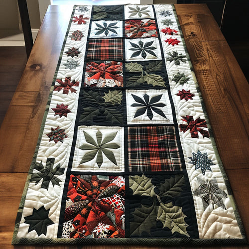 Merry Christmas Charm Quilted Table Runner NCU0PT1641