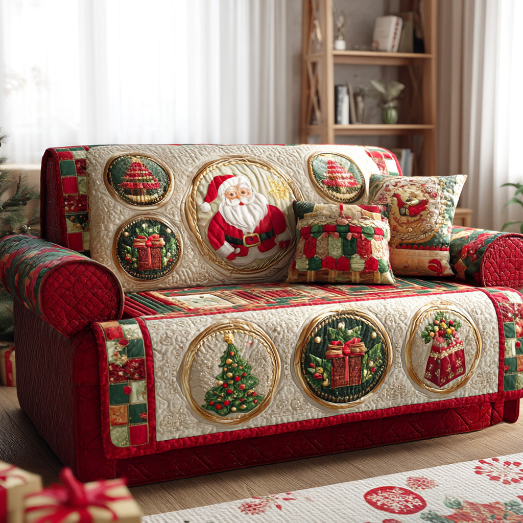 Merry Claus Quilted Sofa Cover NCU0TD1901