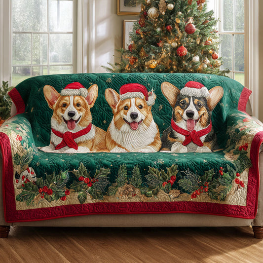 Merry Corgi Family Quilted Sofa Cover NCU0TV966