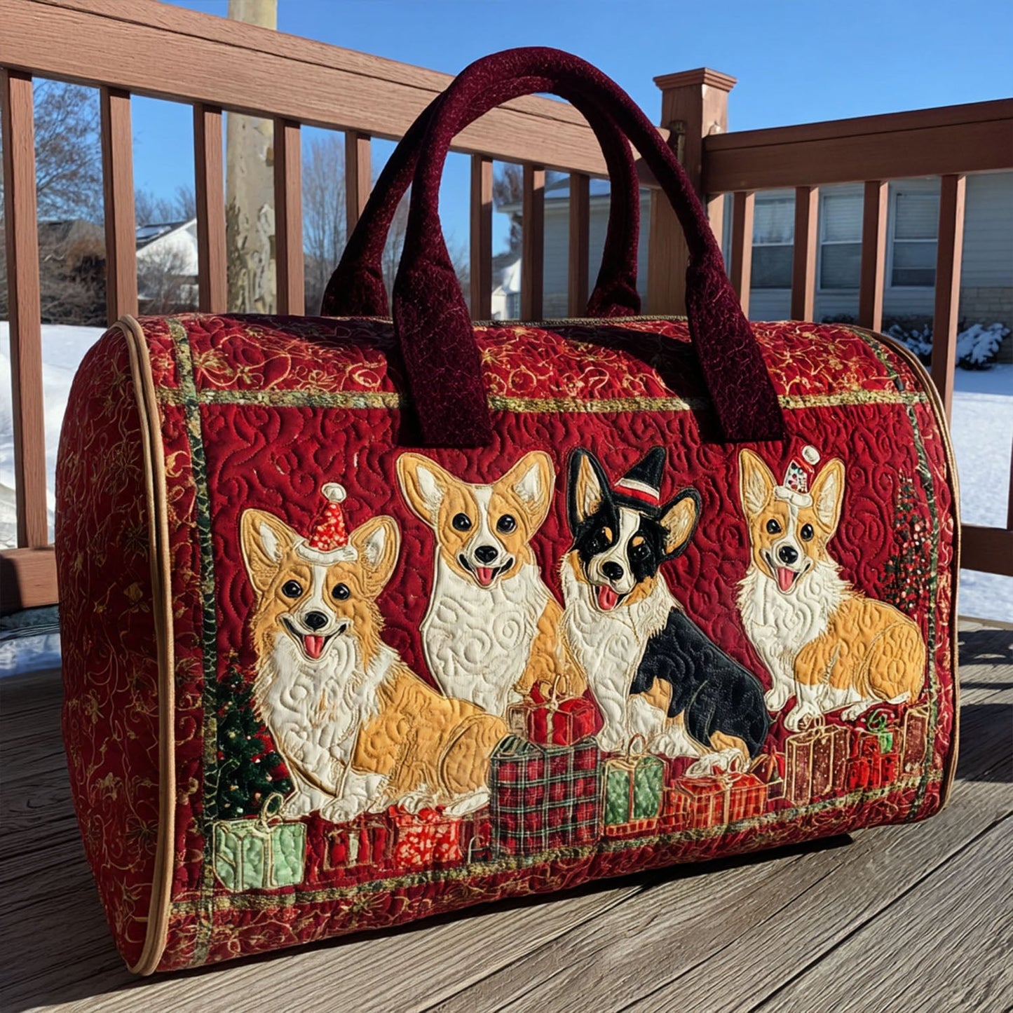 Merry Corgmas Quilted Duffle Bag NCU0PT9362