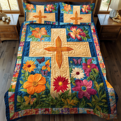 Merry Cross 3-Piece Quilted Bedding Set NCU0VL499