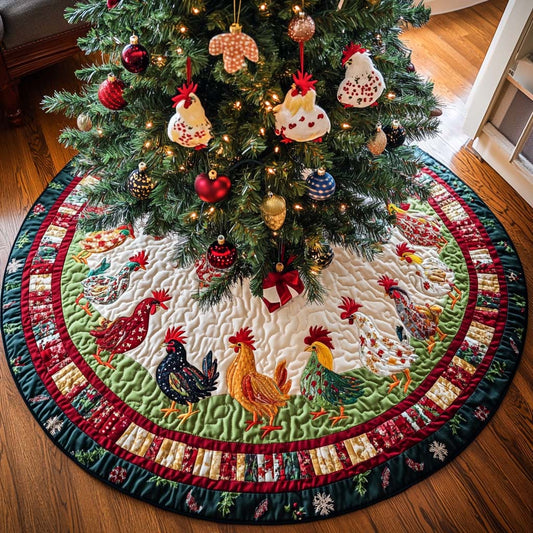Merry Feathered Friends Christmas Quilted Tree Skirt NCU0NT1943