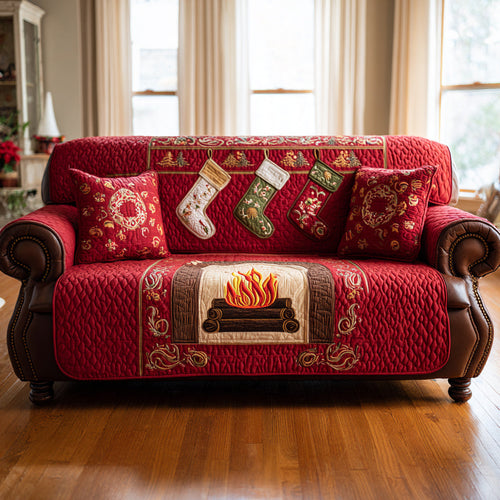 Merry Fireplace Quilted Sofa Cover NCU0HH1231