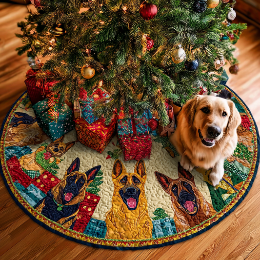 Merry German Shepherd Christmas Quilted Tree Skirt NCU0DK10763