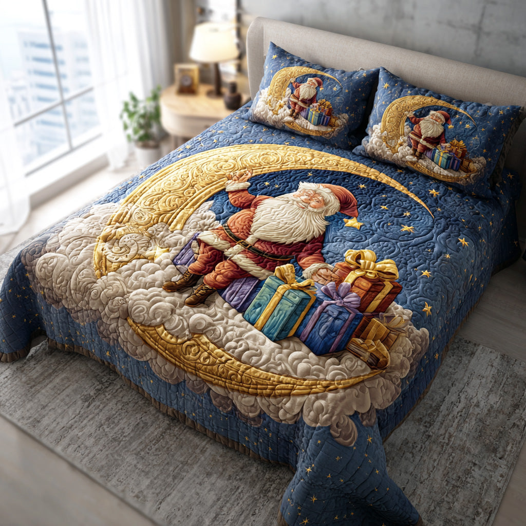 Merry Gift Santa 3-Piece Quilted Bedding Set NCU0TD1538