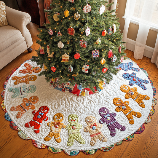 Merry Ginger Men Christmas Quilted Tree Skirt NCU0VH118