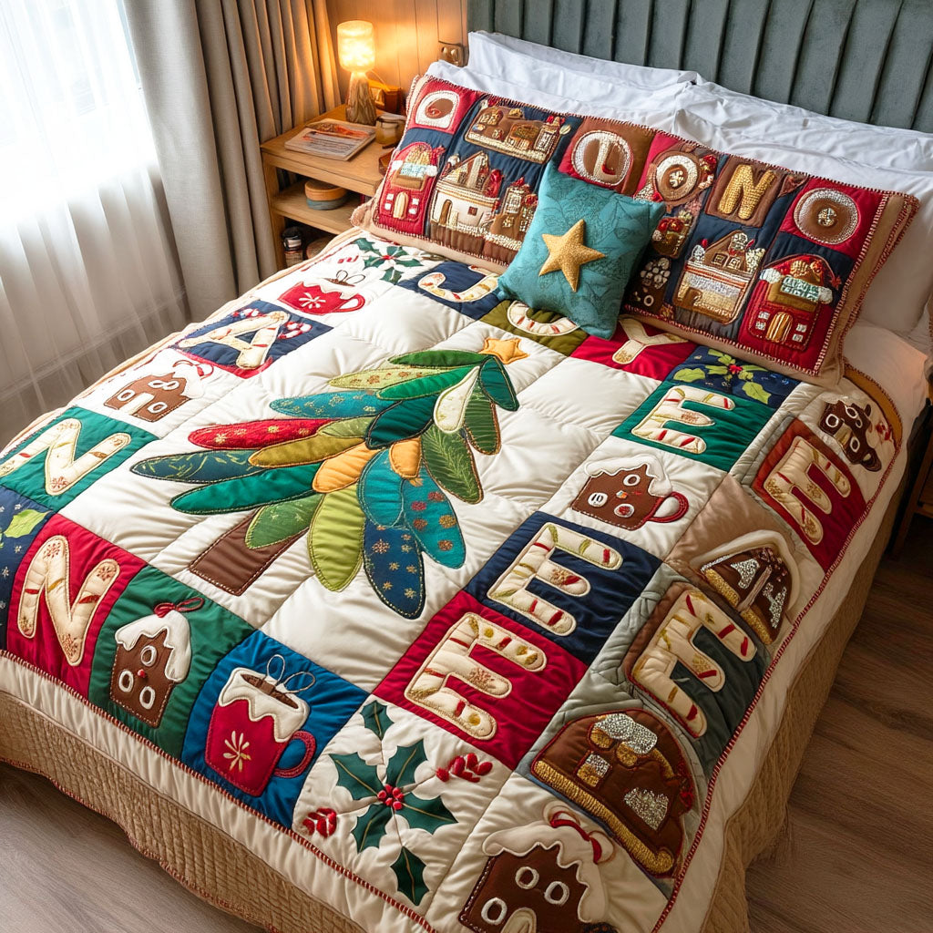 Merry Glow 3-Piece Quilted Bedding Set NCU0TD911