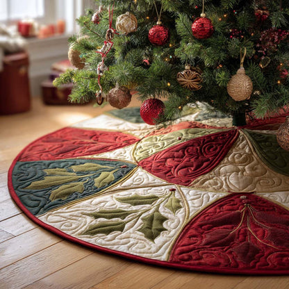 Merry Glow Circle Christmas Quilted Tree Skirt NCU0PT9395