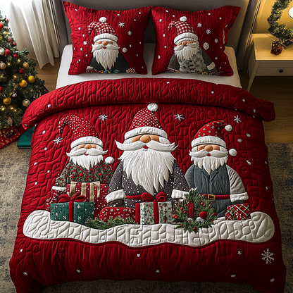 Merry Gnome Gathering 3-Piece Quilted Bedding Set NCU0DK2577