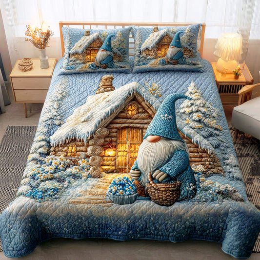 Merry Gnome Gathering 3-Piece Quilted Bedding Set NCU0TD1089