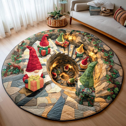 Merry Gnome Gathering Quilted Round Mat NCU0TD1292