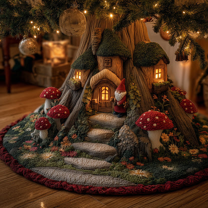 Merry Gnome House Christmas Quilted Tree Skirt NCU0TH3842